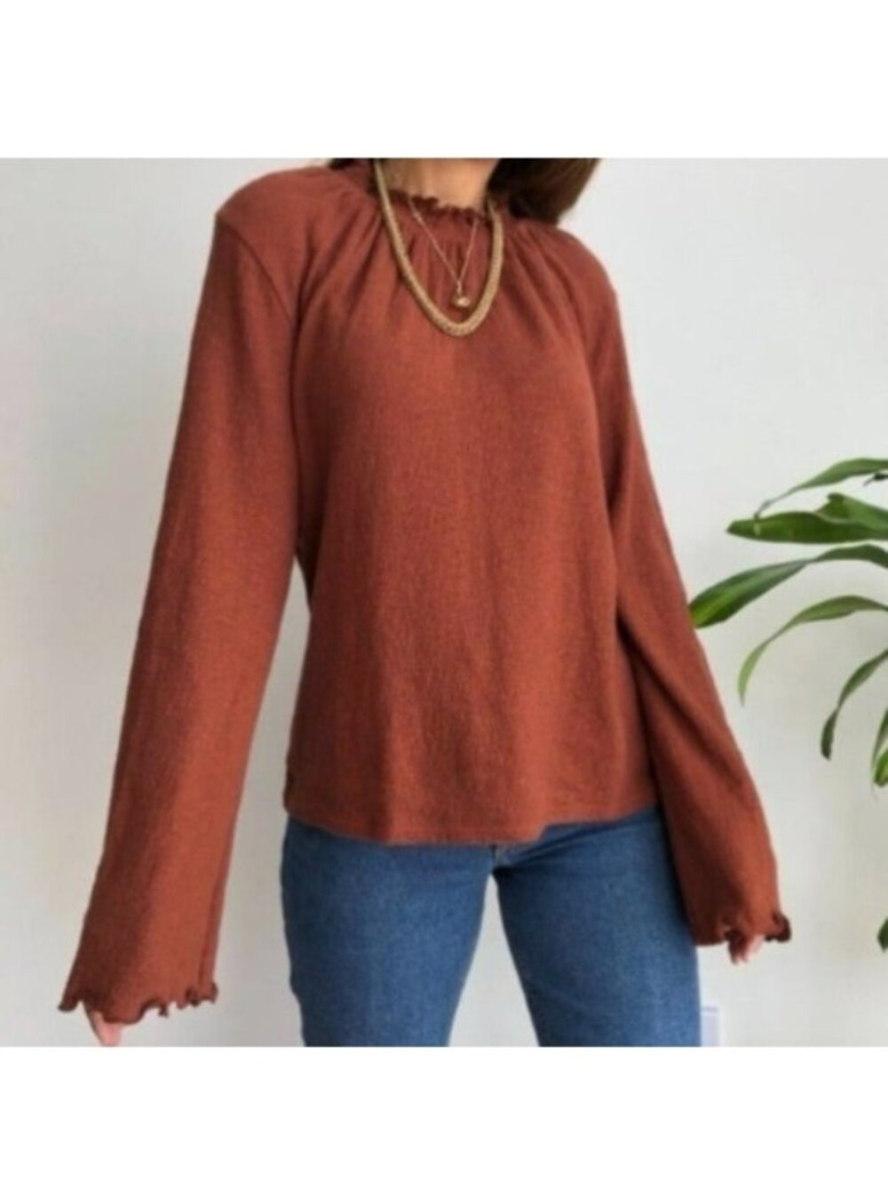 Madewell | Texture & Thread Ruffled Mockneck Top | Size Extra Small - Picture 2 of 10